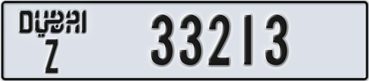 dubai License Plate Number 33213 Code Z