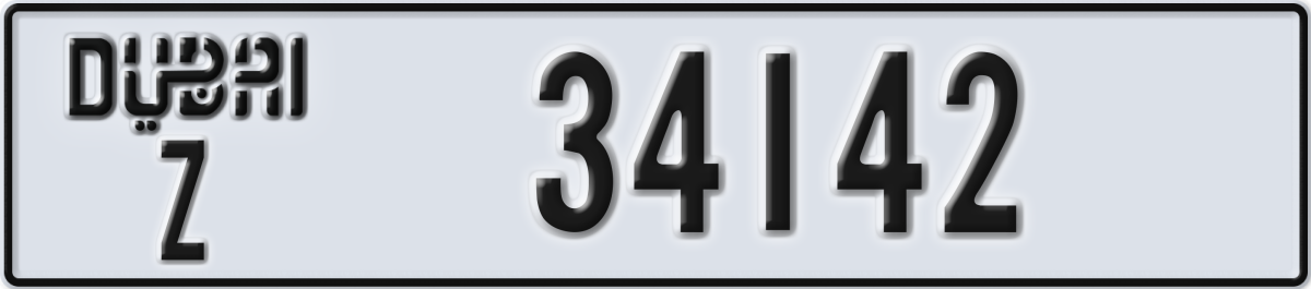 dubai License Plate Number 34142 Code Z
