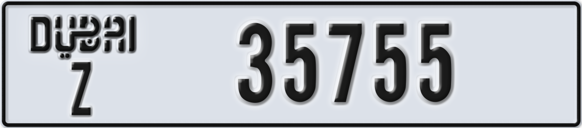 dubai License Plate Number 35755 Code Z