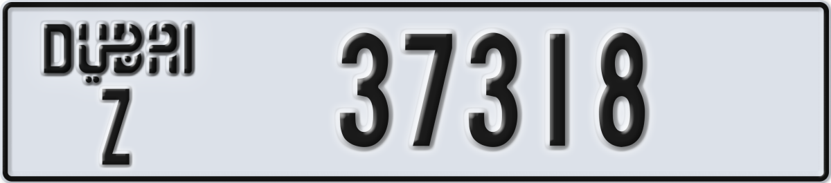 dubai License Plate Number 37318 Code Z