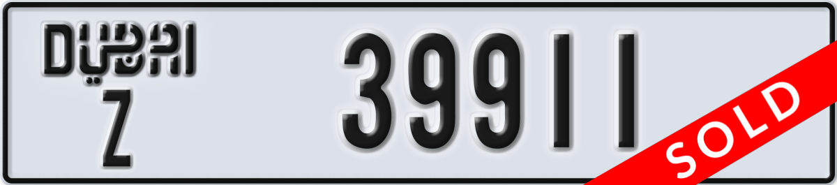 dubai License Plate Number 39911 Code Z