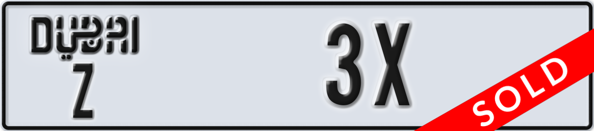 dubai License Plate Number 3X Code Z