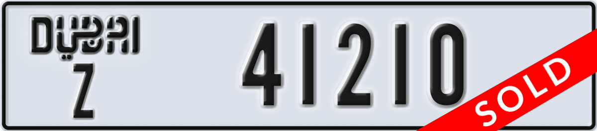 dubai License Plate Number 41210 Code Z