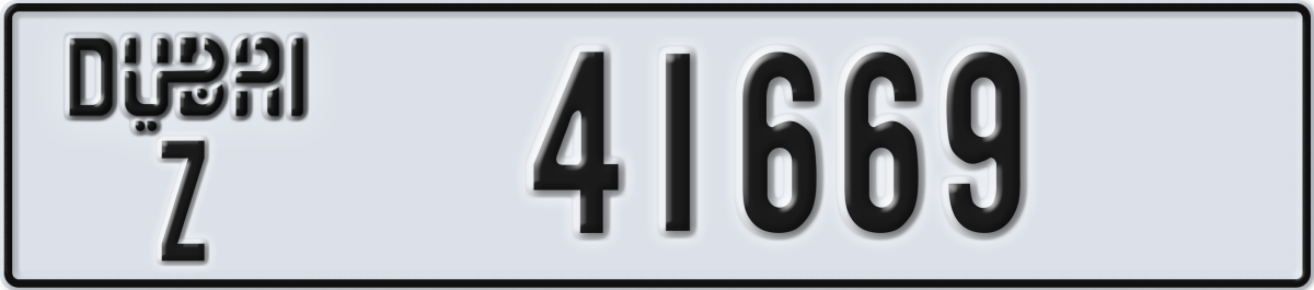 dubai License Plate Number 41669 Code Z