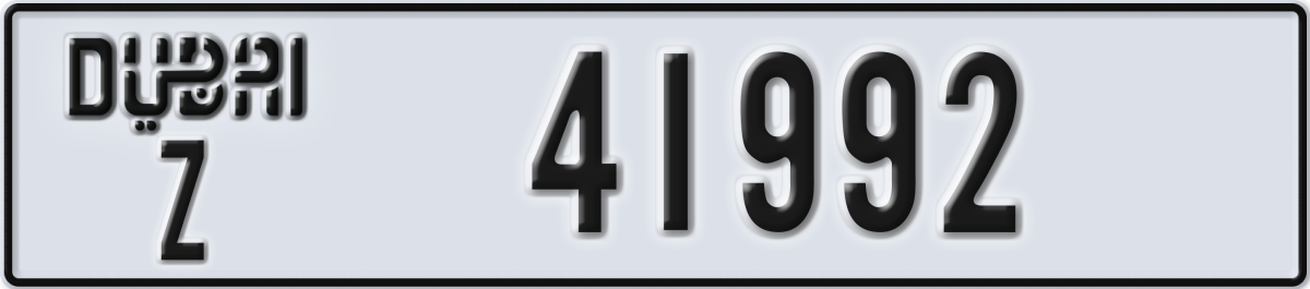 dubai License Plate Number 41992 Code Z