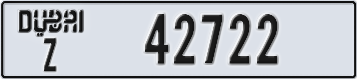 dubai License Plate Number 42722 Code Z