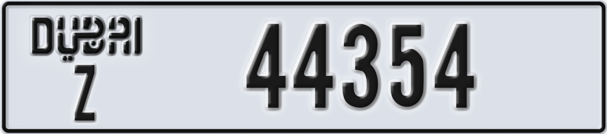 dubai License Plate Number 44354 Code Z