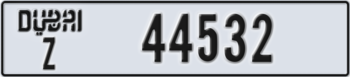 dubai License Plate Number 44532 Code Z