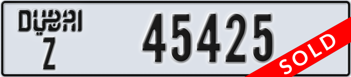 dubai License Plate Number 45425 Code Z