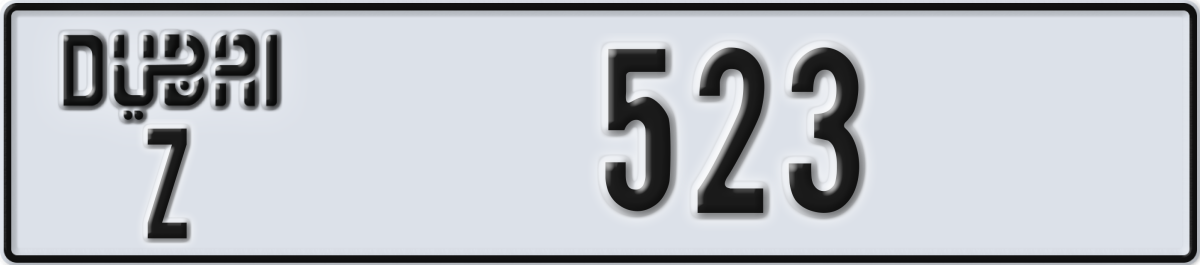 dubai License Plate Number 523 Code Z