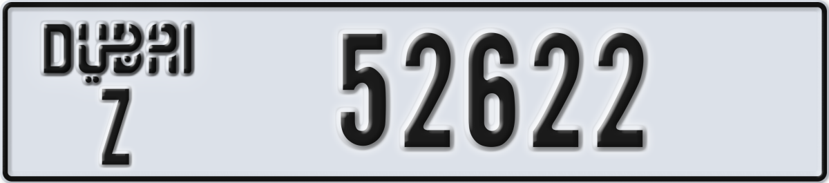dubai License Plate Number 52622 Code Z