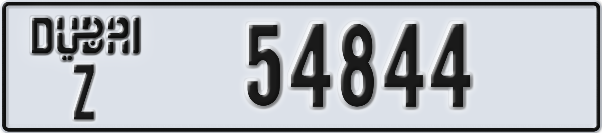 dubai License Plate Number 54844 Code Z
