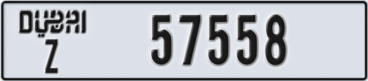 dubai License Plate Number 57558 Code Z