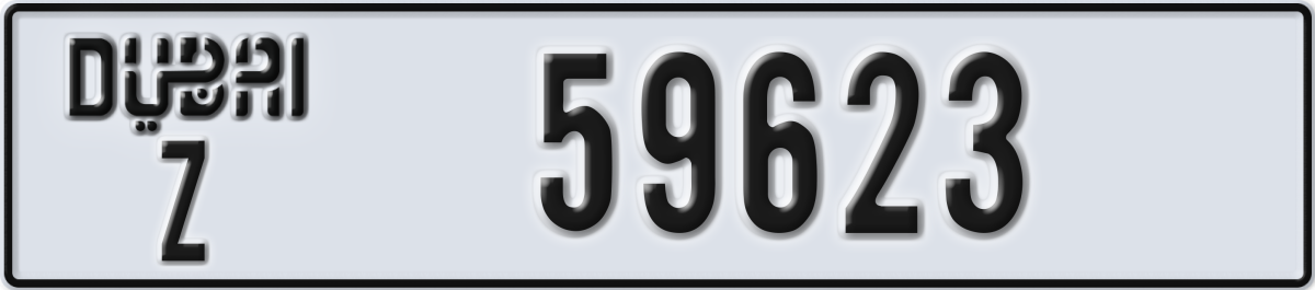 dubai License Plate Number 59623 Code Z