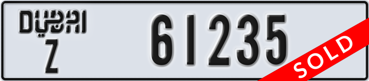 dubai License Plate Number 61235 Code Z
