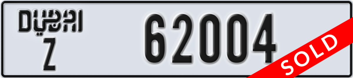 dubai License Plate Number 62004 Code Z