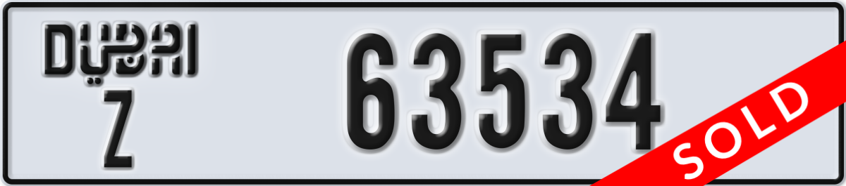 dubai License Plate Number 63534 Code Z
