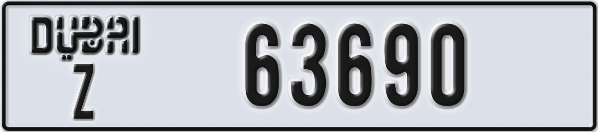 dubai License Plate Number 63690 Code Z