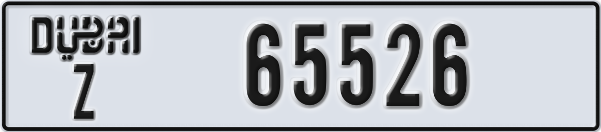 dubai License Plate Number 65526 Code Z