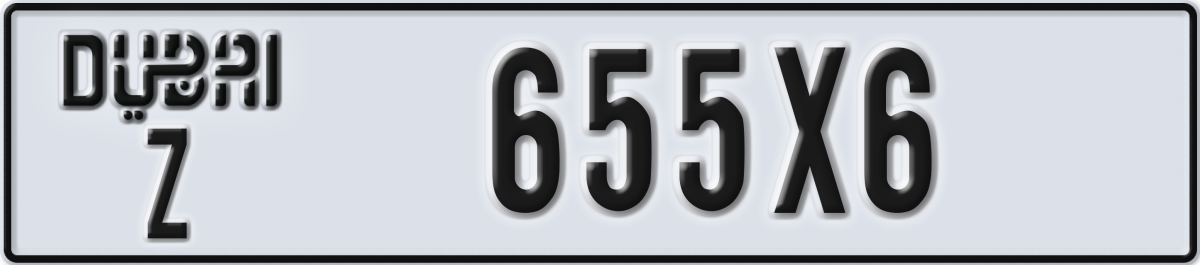dubai License Plate Number 655X6 Code Z