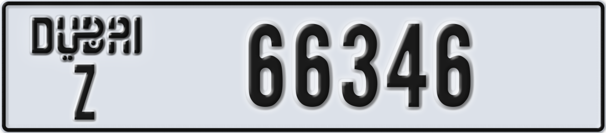 dubai License Plate Number 66346 Code Z