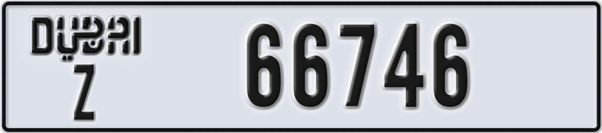 dubai License Plate Number 66746 Code Z