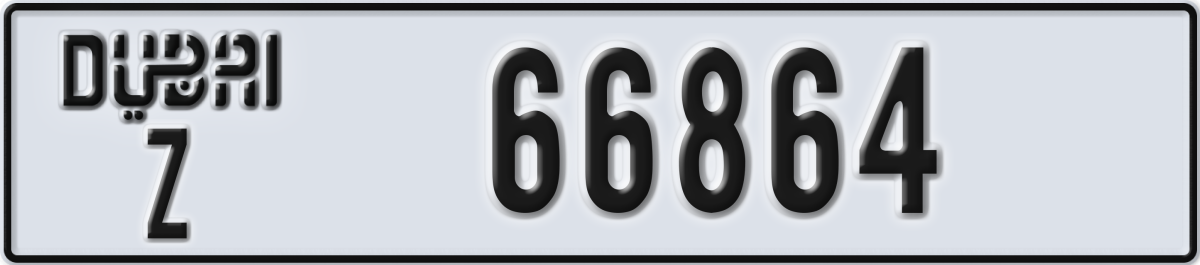 dubai License Plate Number 66864 Code Z
