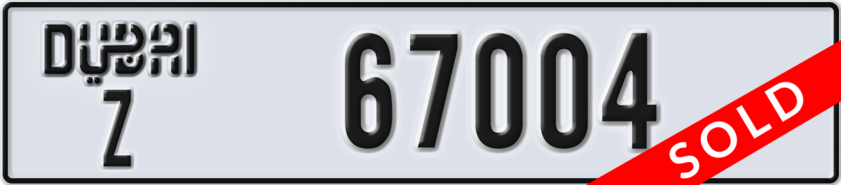 dubai License Plate Number 67004 Code Z