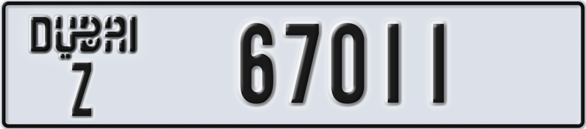 dubai License Plate Number 67011 Code Z