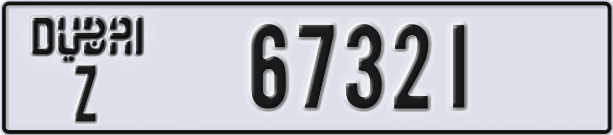 dubai License Plate Number 67321 Code Z