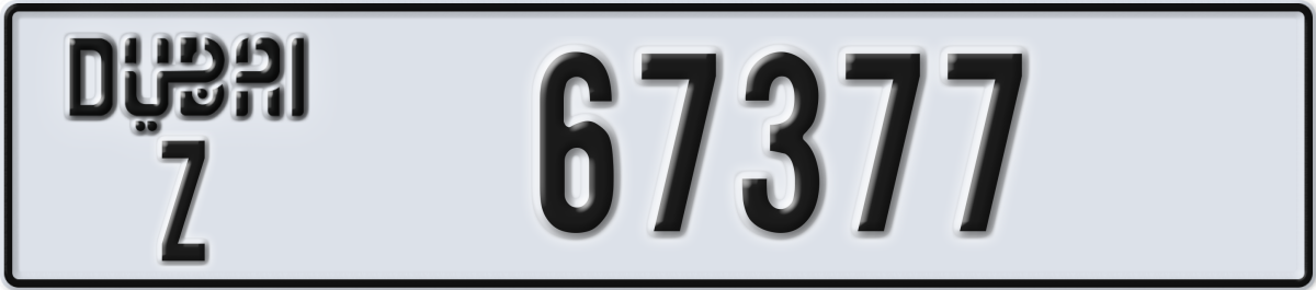 dubai License Plate Number 67377 Code Z