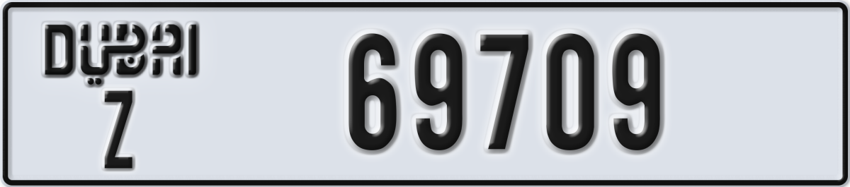 dubai License Plate Number 69709 Code Z