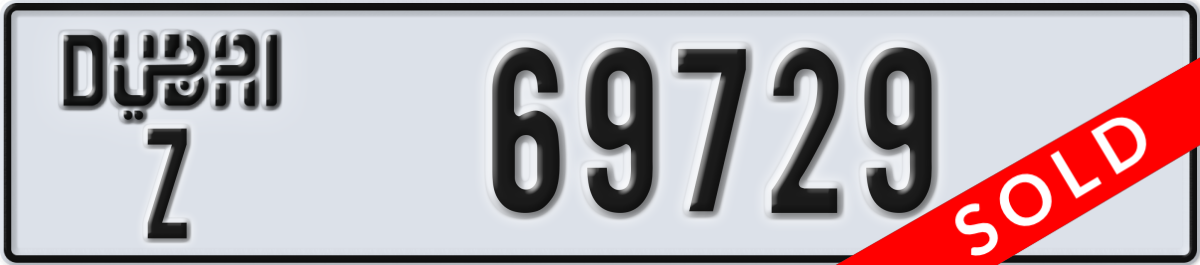 dubai License Plate Number 69729 Code Z