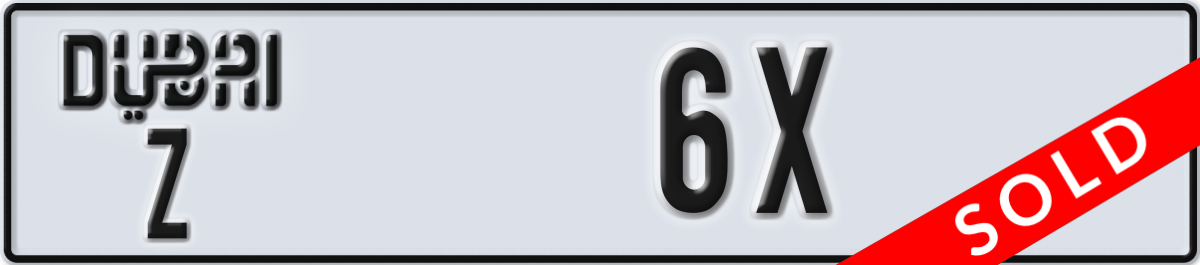 dubai License Plate Number 6X Code Z