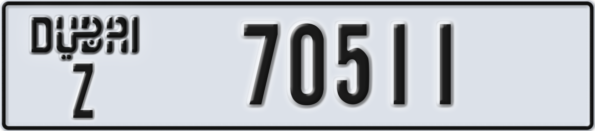dubai License Plate Number 70511 Code Z
