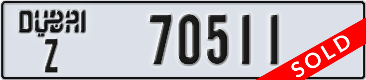 dubai License Plate Number 70511 Code Z