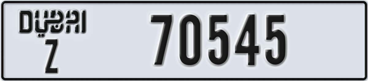 dubai License Plate Number 70545 Code Z