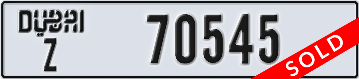 dubai License Plate Number 70545 Code Z