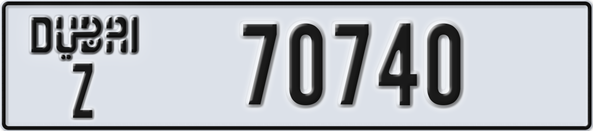 dubai License Plate Number 70740 Code Z