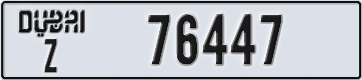 dubai License Plate Number 76447 Code Z