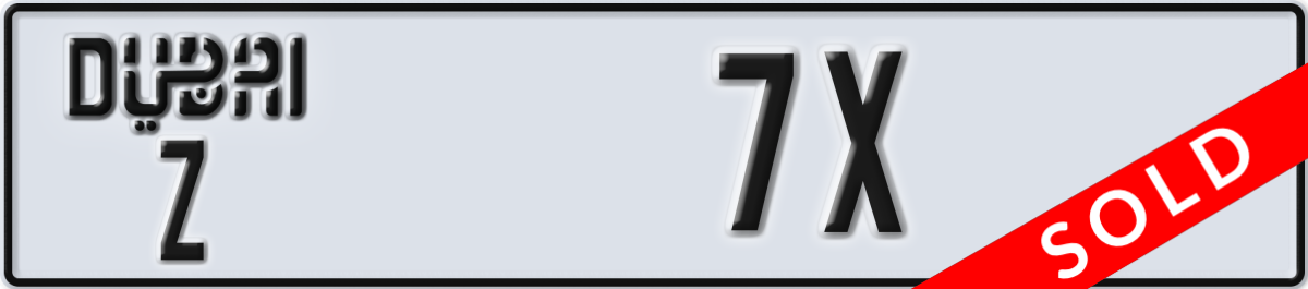 dubai License Plate Number 7X Code Z