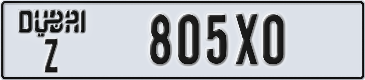 dubai License Plate Number 805X0 Code Z