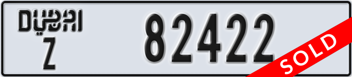 dubai License Plate Number 82422 Code Z