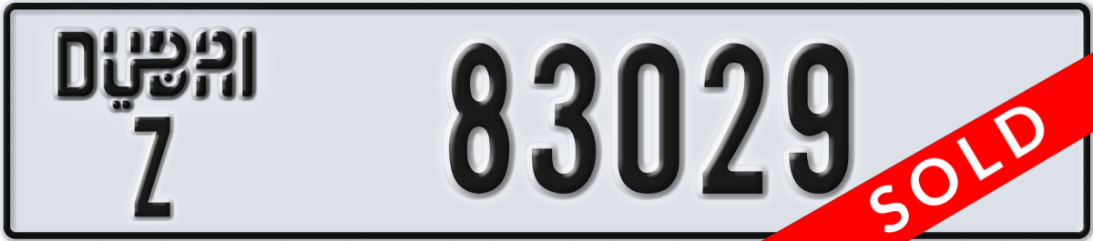 dubai License Plate Number 83029 Code Z