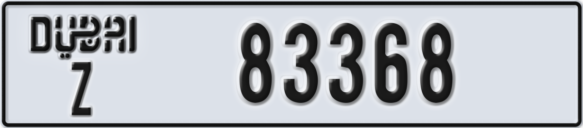 dubai License Plate Number 83368 Code Z