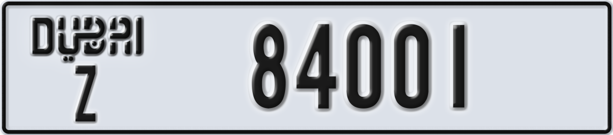 dubai License Plate Number 84001 Code Z