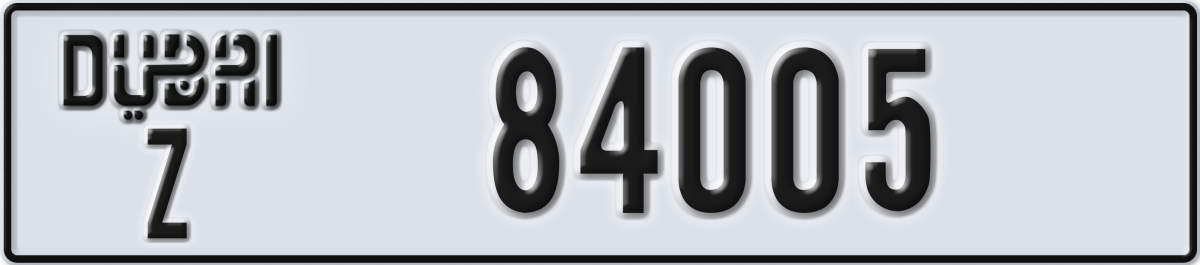 dubai License Plate Number 84005 Code Z