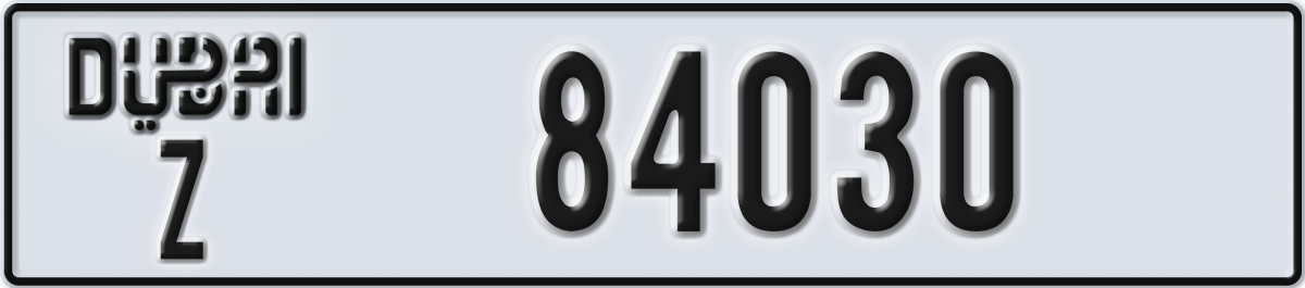 dubai License Plate Number 84030 Code Z