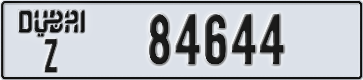 dubai License Plate Number 84644 Code Z