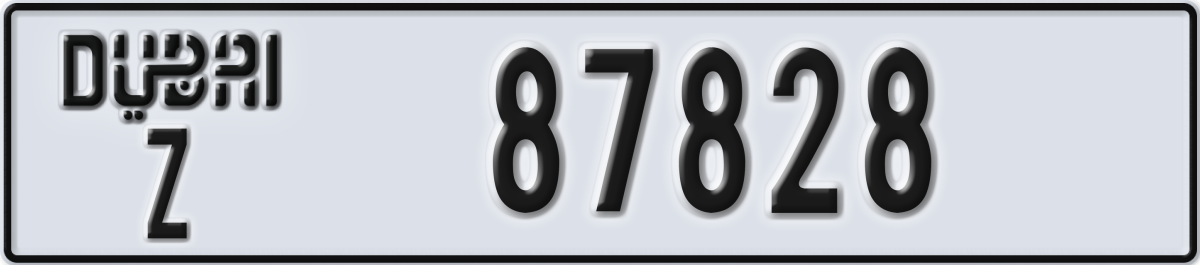 dubai License Plate Number 87828 Code Z